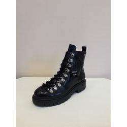 chaussures montante en cuir effet croco noir