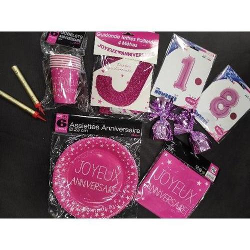 Kit anniversaire rose (ballons chiffres helium)