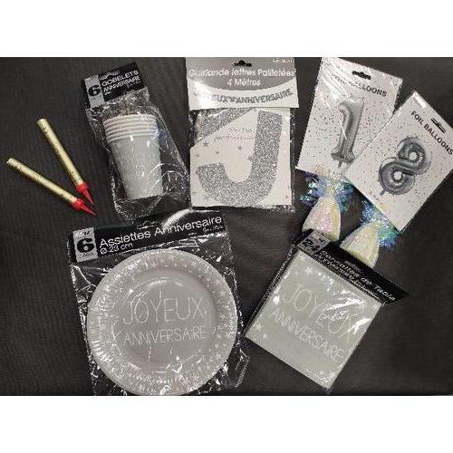 Kit anniversaire argent (ballons chiffres helium)