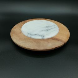 Dessous de plat en bois et pierre - 23,5 cm