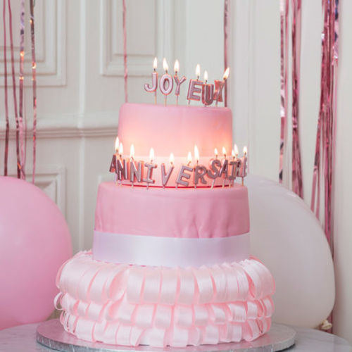 Bougies joyeux anniversaire 2.5 cm (Rose gold, or ou argent)