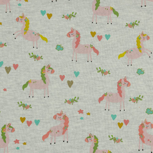 Tissu sweat Glitter Unicorn Party