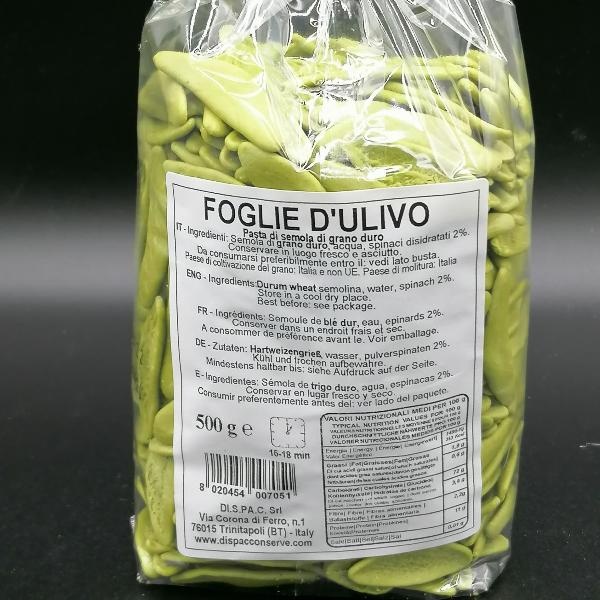 Foglie d'ulivo - Pâte artisanales aux feuilles d'épinard - Le Bonta del Casale - 500g - image 1