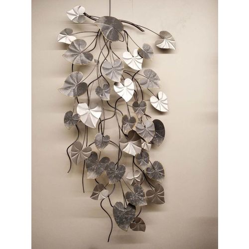 Décoration murale feuillage gris/doré