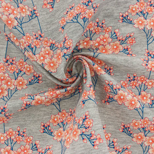 Tissu Sweat French Terry HANA fond gris (x10cm)