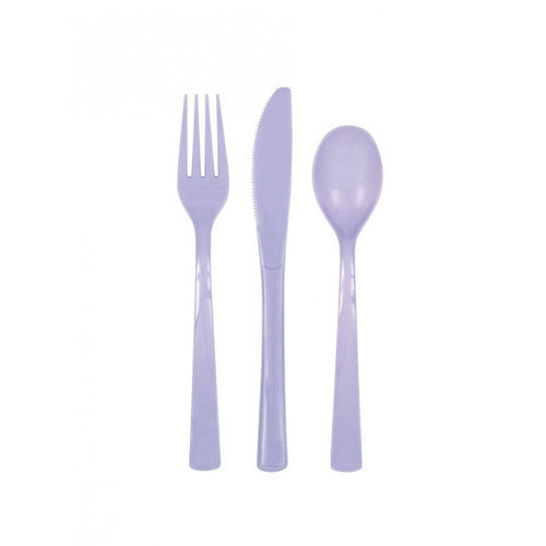 Lot de 18 Couverts en plastique lavandes