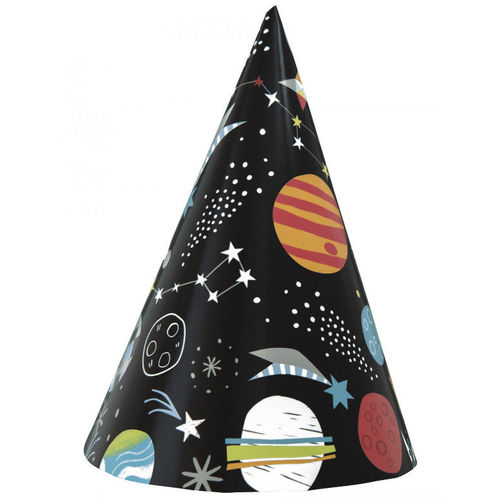8 Chapeaux de f&ecirc;te en carton anniversaire Univers