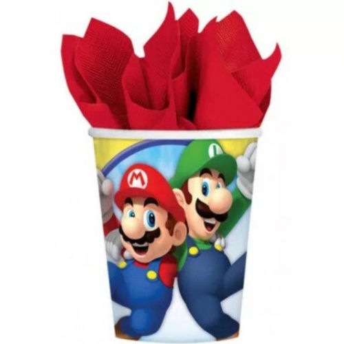 Gobelets en papiers Mario et Luigi (8 pi&egrave;ces)