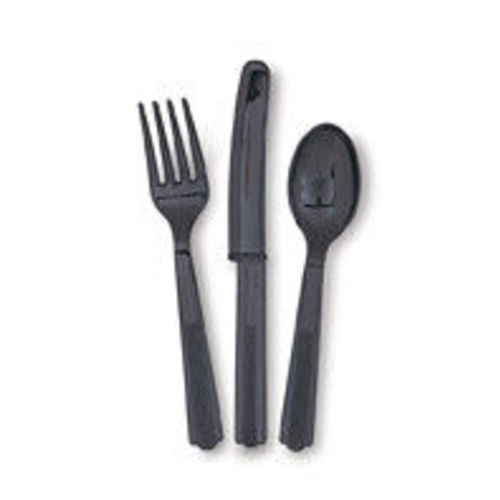 Lot de 18 Couverts en plastique noir