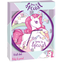 Horloge murale - licorne - rose - 25 cm