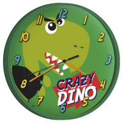 Horloge murale - dinosaure crazy dino - vert - 25 cm