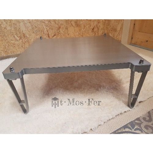 Table basse Palette inox plateau alu